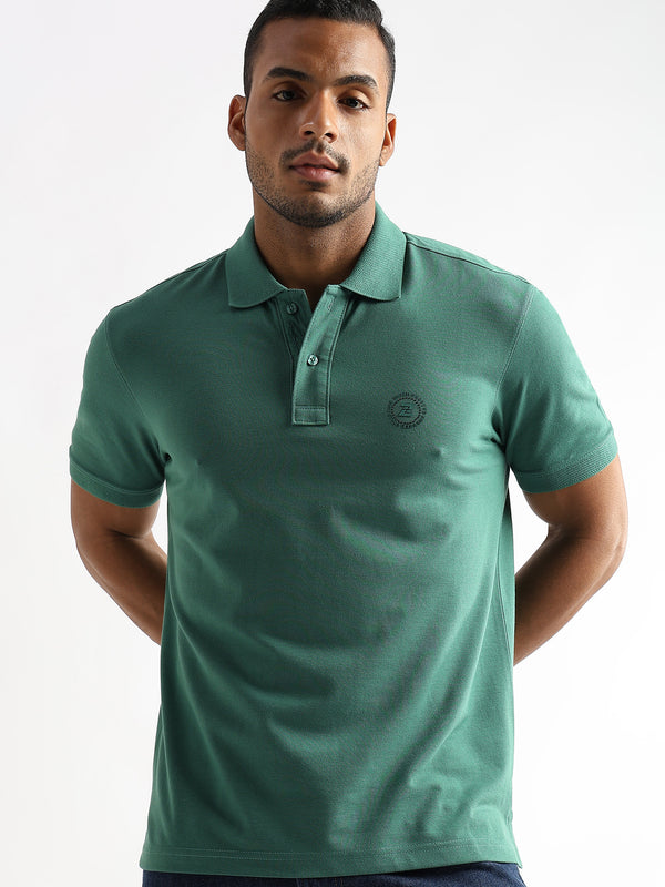 Fir Green Solid Polo T-Shirt
