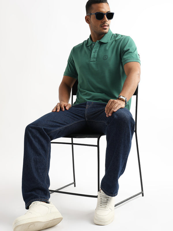 Fir Green Solid Polo T-Shirt