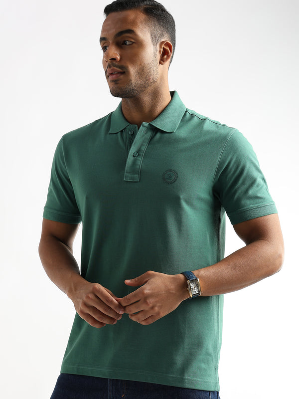 Fir Green Solid Polo T-Shirt