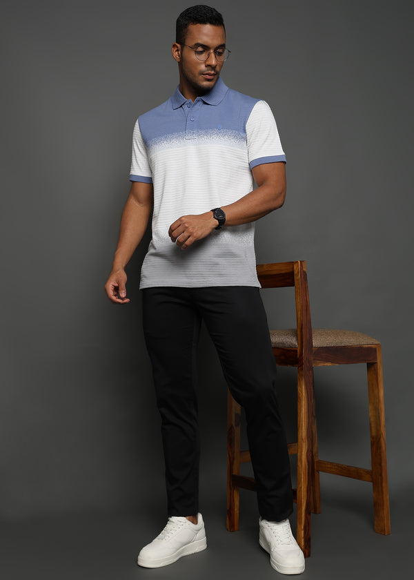 Spray Jacquard Structure Stripes Blue and White