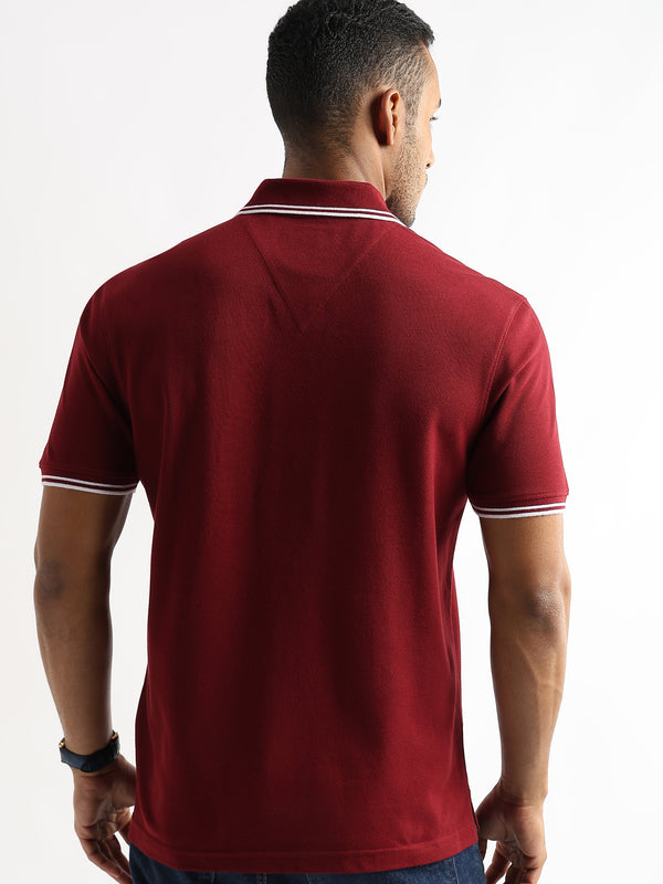 Merlot Read Solid Polo T-Shirt