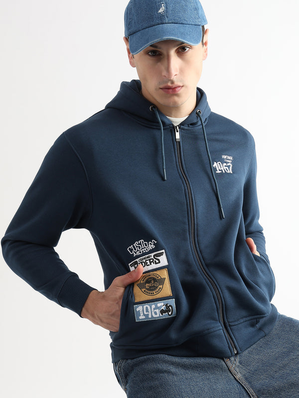 Motor Riders Back Print Majolica Blue Hoodie