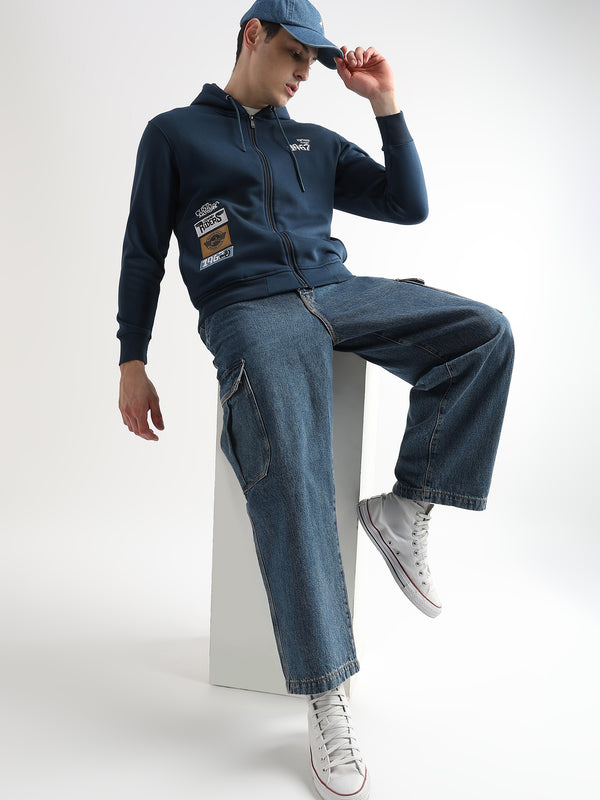 Motor Riders Back Print Majolica Blue Hoodie