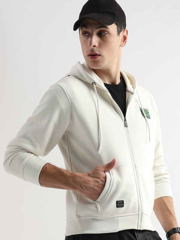 Embroided back print Star White Hoodie