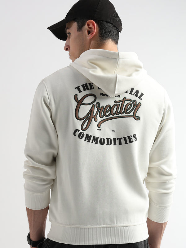 Embroided back print Star White Hoodie