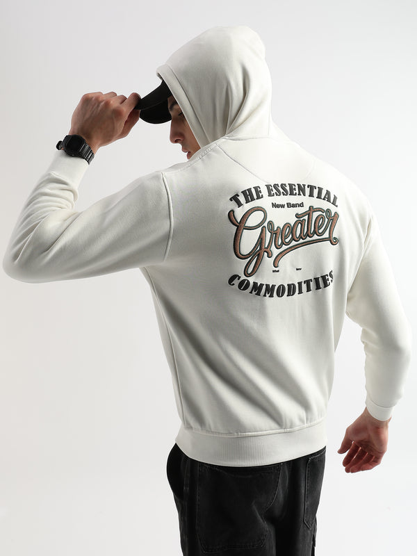 Embroided back print Star White Hoodie