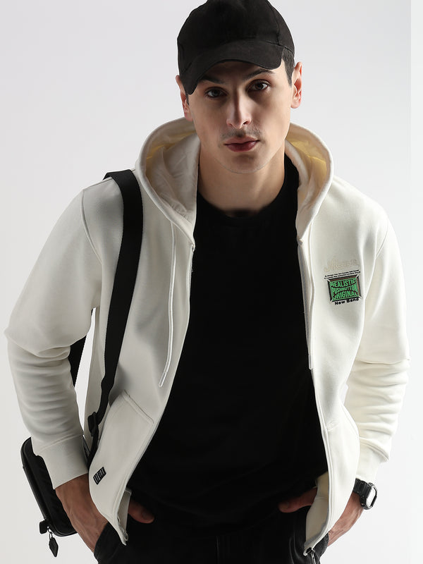 Embroided back print Star White Hoodie