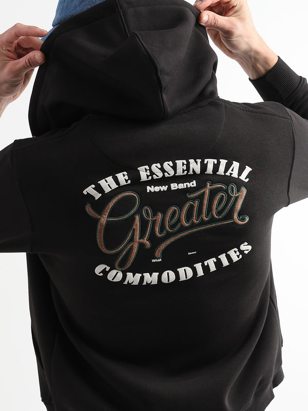 Embroided back print Caviar Black Hoodie