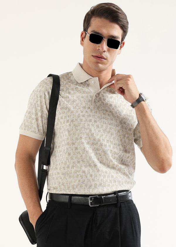Ecru Sage Sorrento Mercerised Polo T-Shirt
