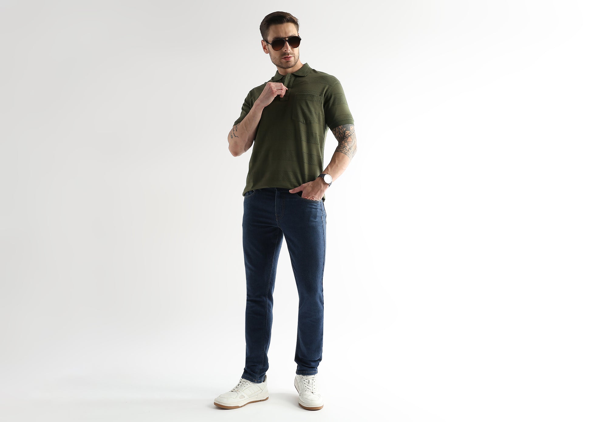 Cypress Green Self Structured Polo