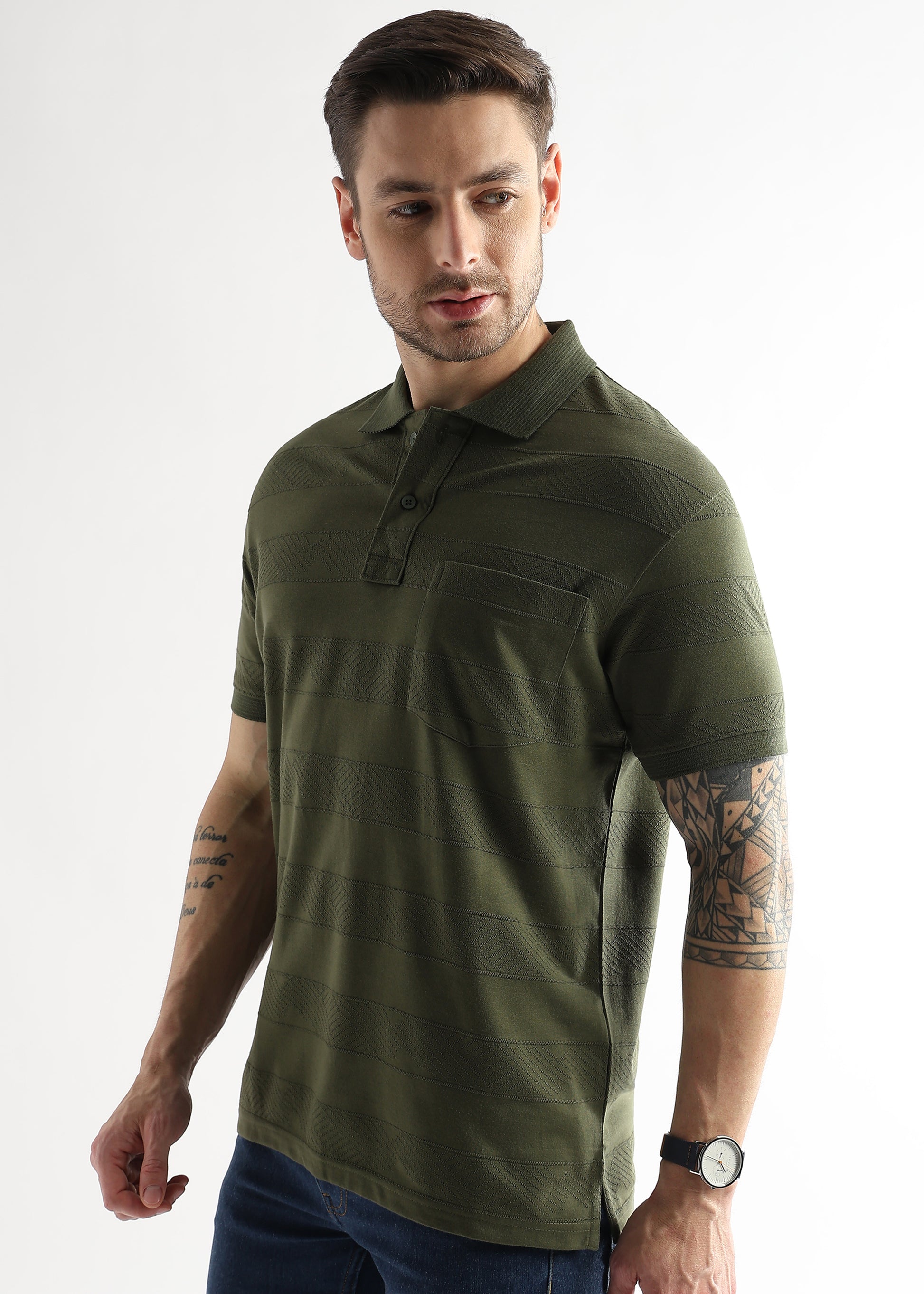 Cypress Green Self Structured Polo