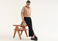 Mocha Cream Mercerised Cotton Polo T-Shirt