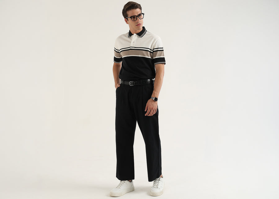 Monaco Noir Structured Polo T-Shirt
