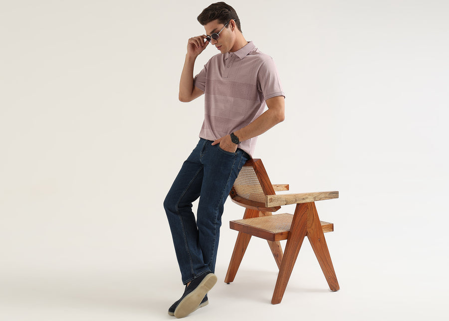 Whisper Pink Meridian Geometric Polo T-Shirt