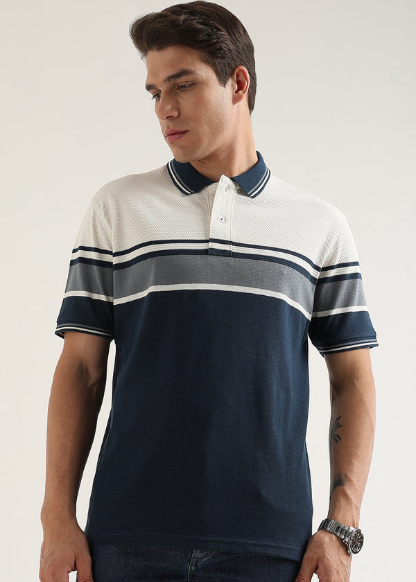 Coastal Navy Structured Polo T-Shirt