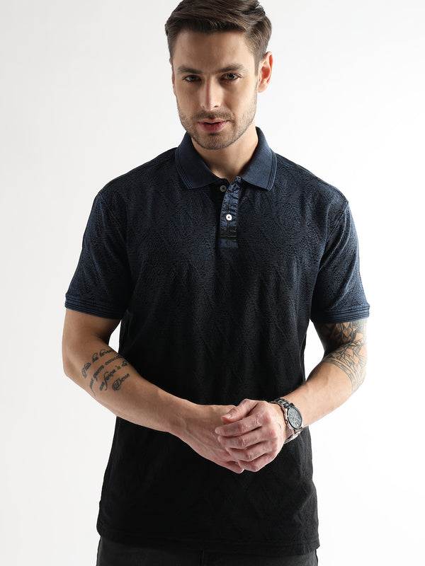 Chaos Black Heavy Textured Polo T-shirt
