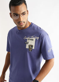 Twilight Purple Coffee Addict Graphic Oversized T shirt