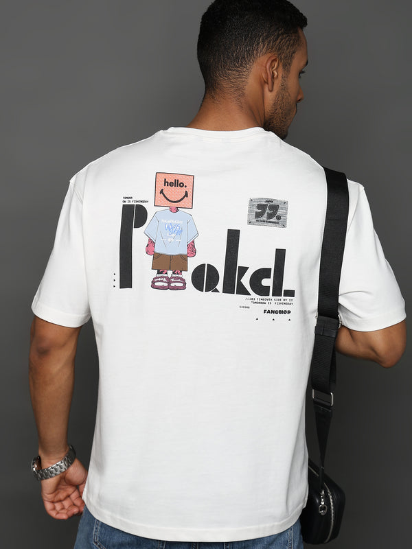 Star White Hello Graphic Oversized