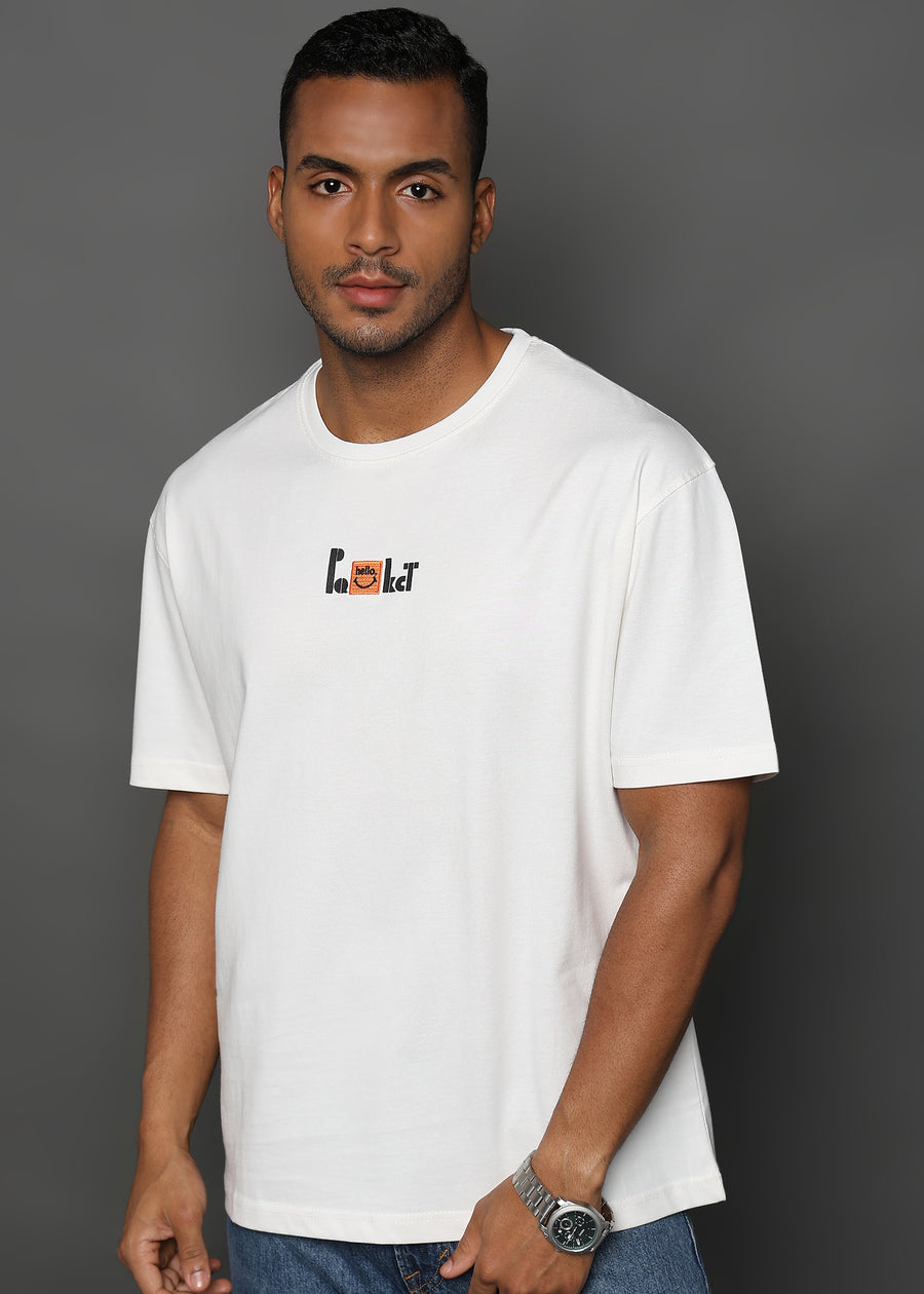 Star White Hello Graphic Oversized