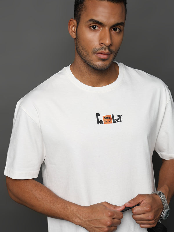 Star White Hello Graphic Oversized