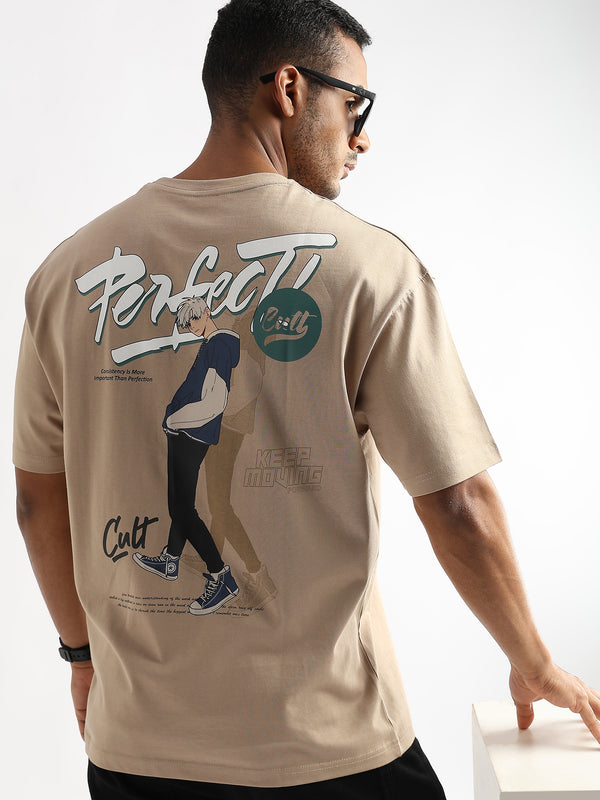 Irish Cream Keep Moving Graphic Oversized Tshirt