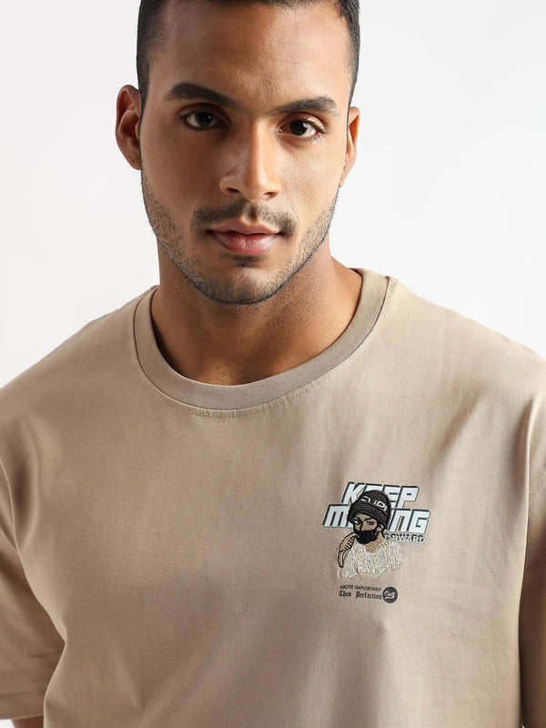 Irish Cream Keep Moving Graphic Oversized Tshirt