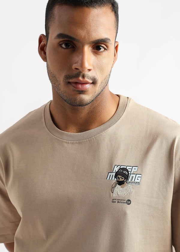 Irish Cream Keep Moving Graphic Oversized Tshirt