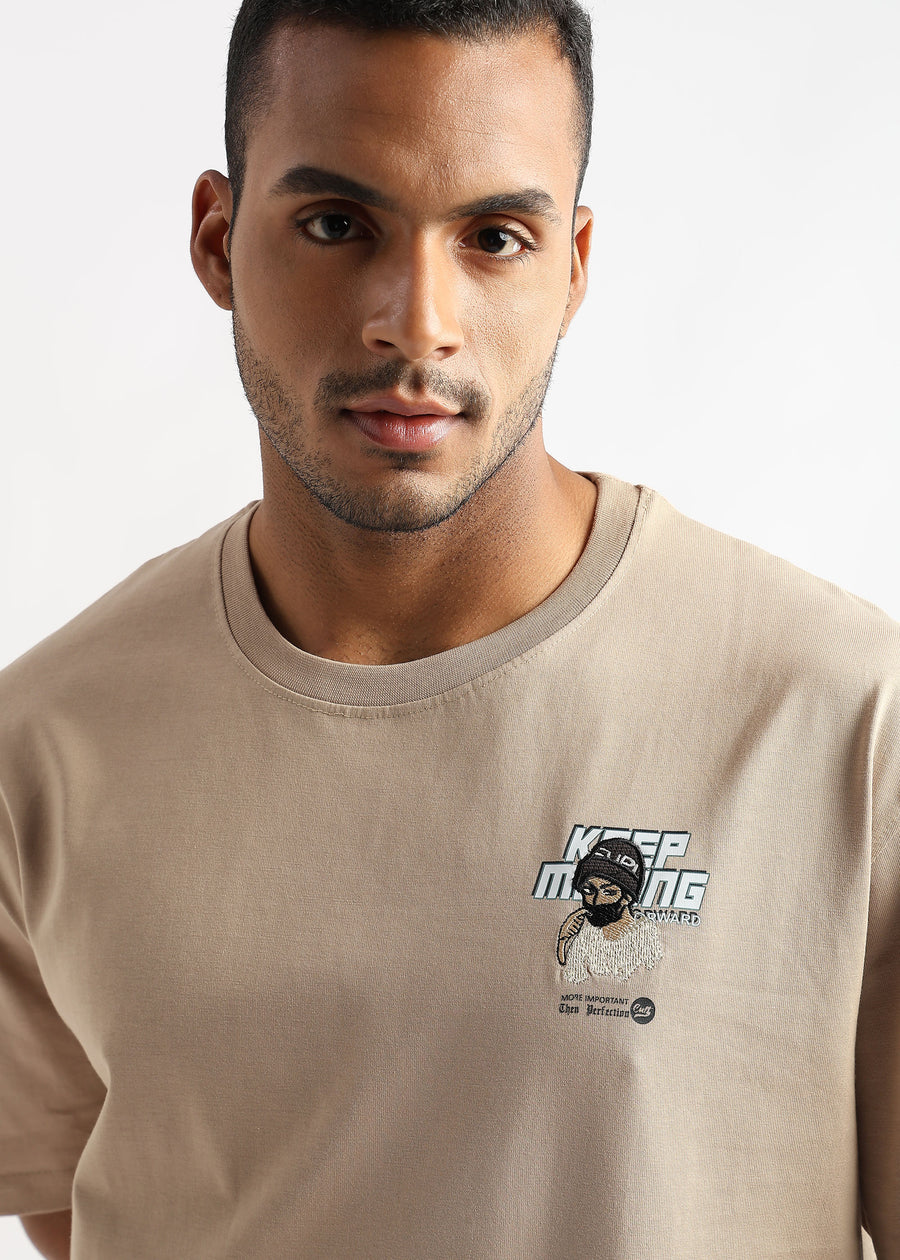 Irish Cream Keep Moving Graphic Oversized Tshirt