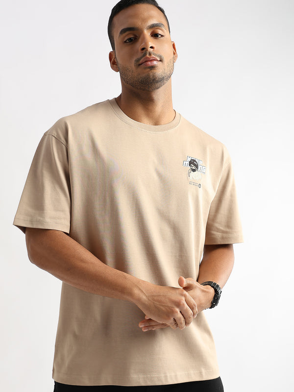 Irish Cream Keep Moving Graphic Oversized Tshirt