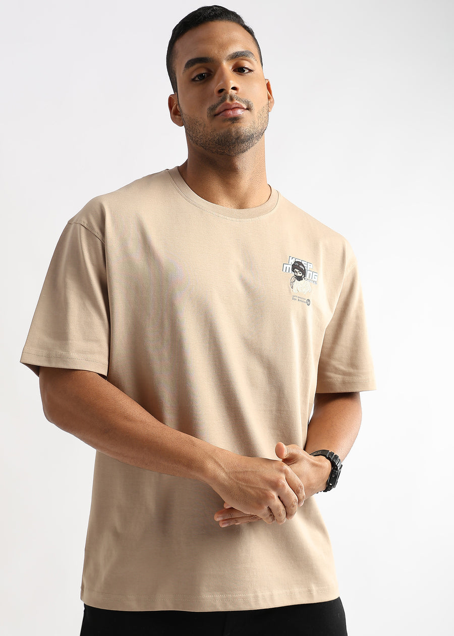 Irish Cream Keep Moving Graphic Oversized Tshirt