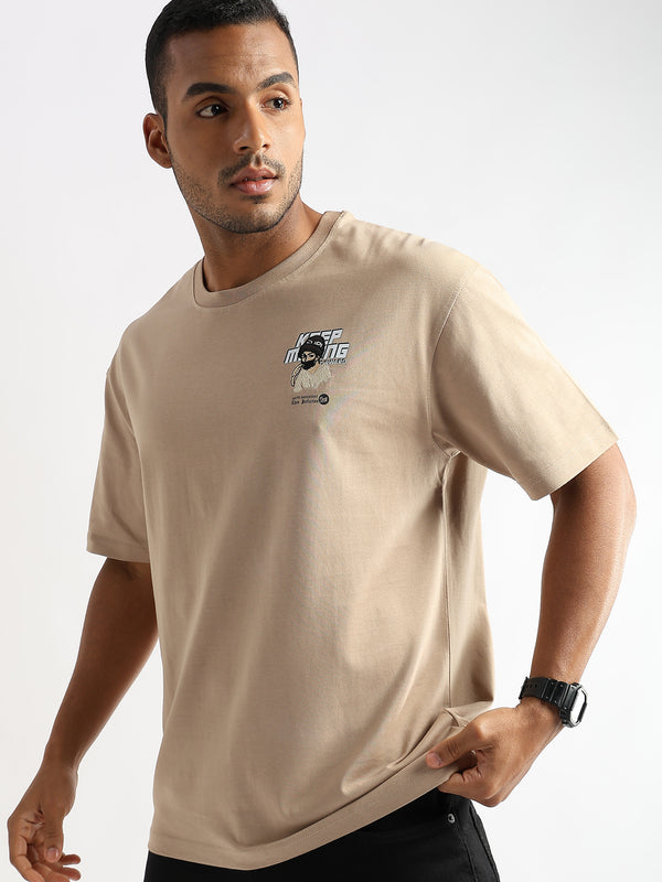 Irish Cream Keep Moving Graphic Oversized Tshirt