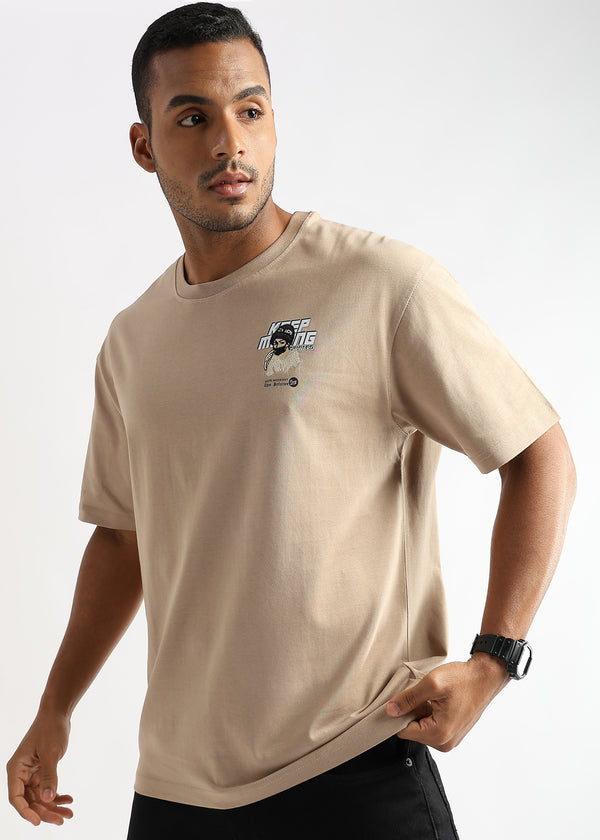 Irish Cream Keep Moving Graphic Oversized Tshirt