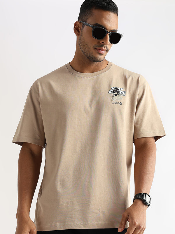 Irish Cream Keep Moving Graphic Oversized Tshirt