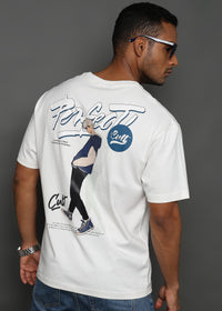 Star White Keep Moving Graphic Oversized Tshirt