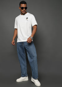 Star White Keep Moving Graphic Oversized Tshirt