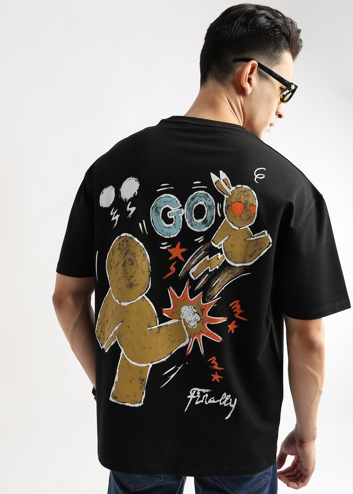 Phantom Black Cartoon Artwork Graphic Oversized