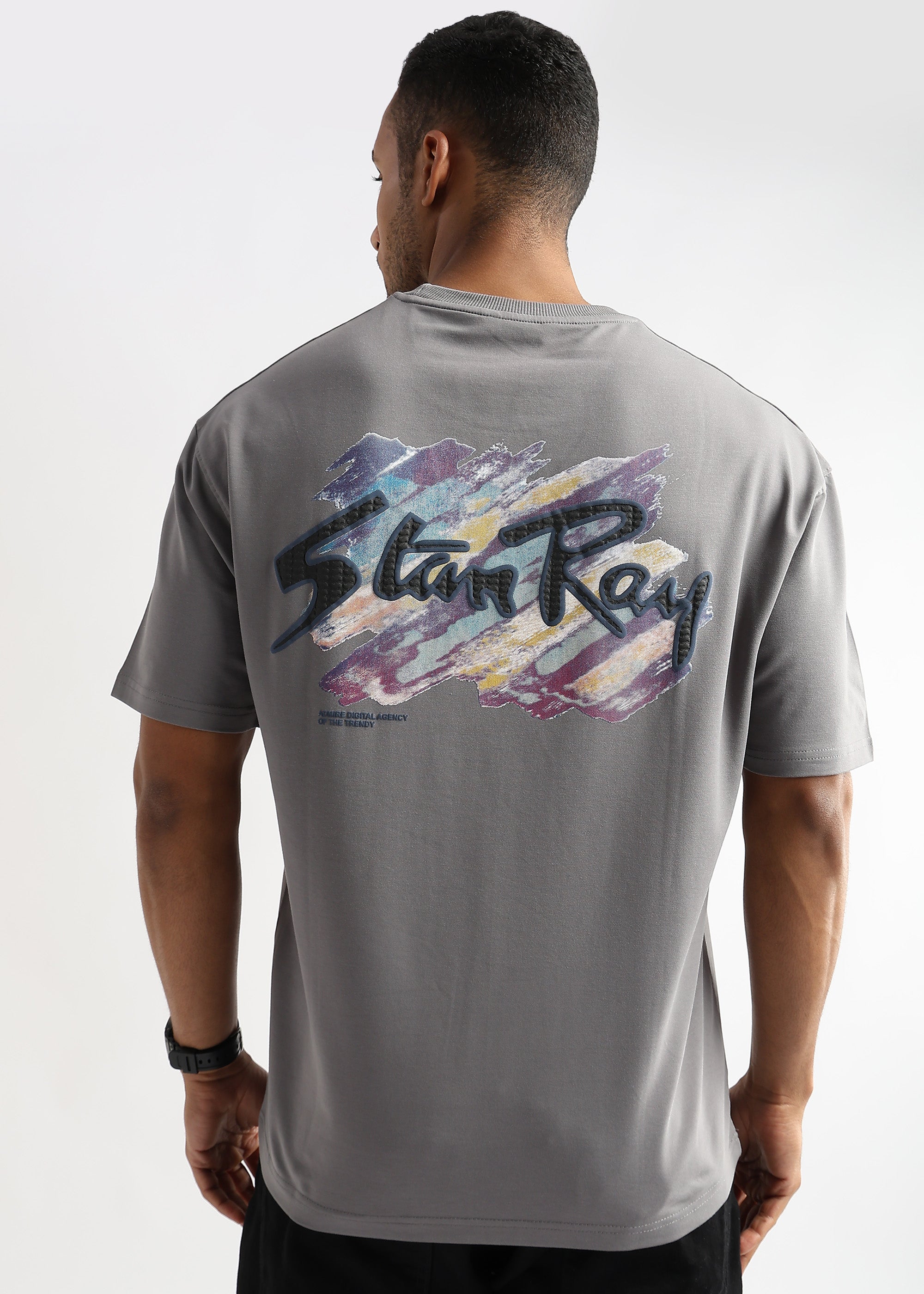 Cloudburst Gray Embroided Graphic Oversized