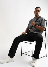 Cloudburst Gray Embroided Graphic Oversized