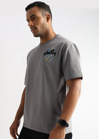 Cloudburst Gray Embroided Graphic Oversized