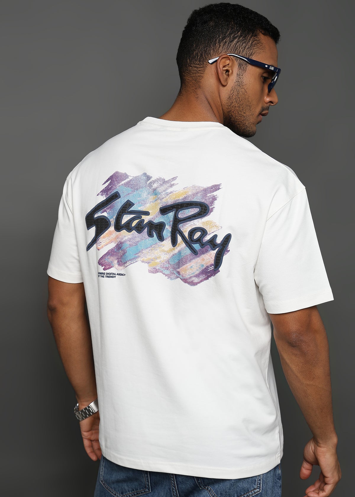 Star White Embroided Graphic Oversized