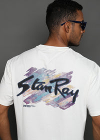 Star White Embroided Graphic Oversized