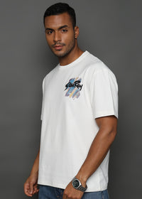 Star White Embroided Graphic Oversized