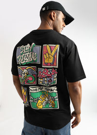 Phantom Black Stay Positive Graphic Oversized