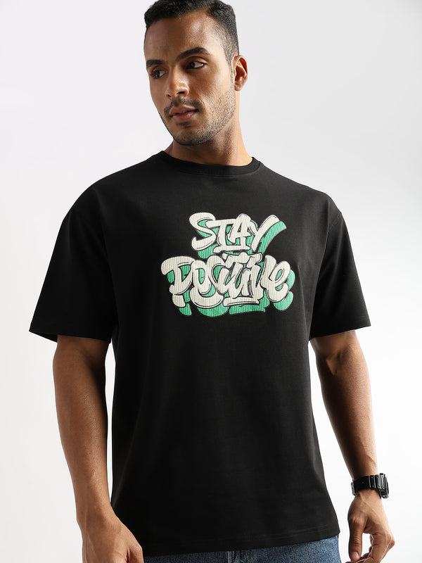 Phantom Black Stay Positive Graphic Oversized