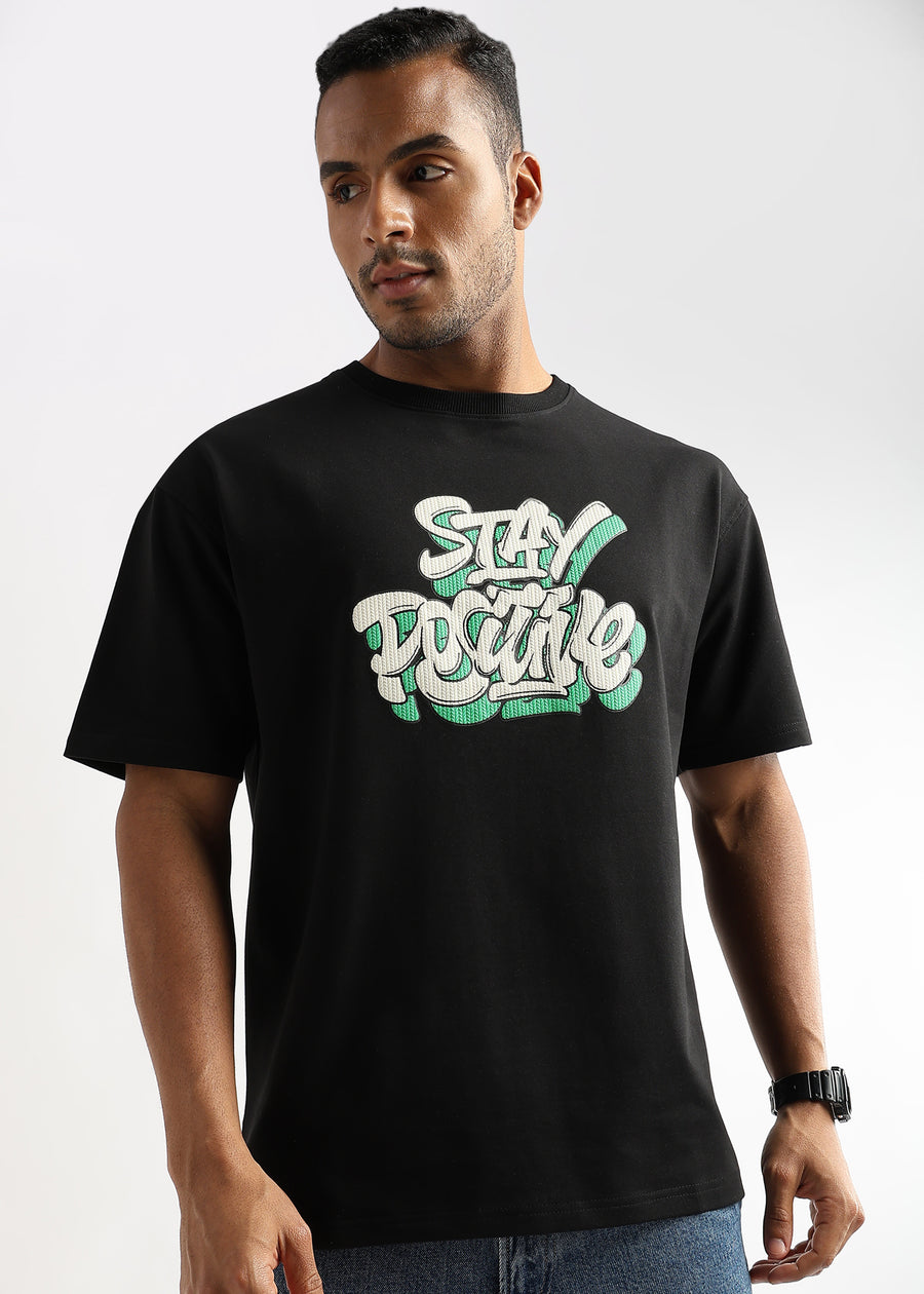 Phantom Black Stay Positive Graphic Oversized