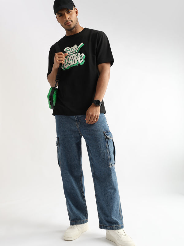 Phantom Black Stay Positive Graphic Oversized