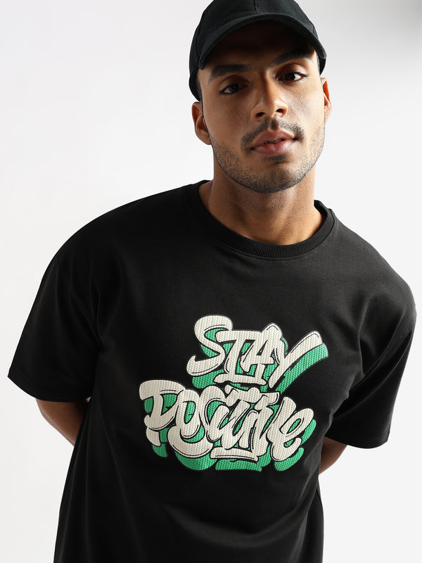 Phantom Black Stay Positive Graphic Oversized