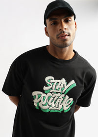 Phantom Black Stay Positive Graphic Oversized