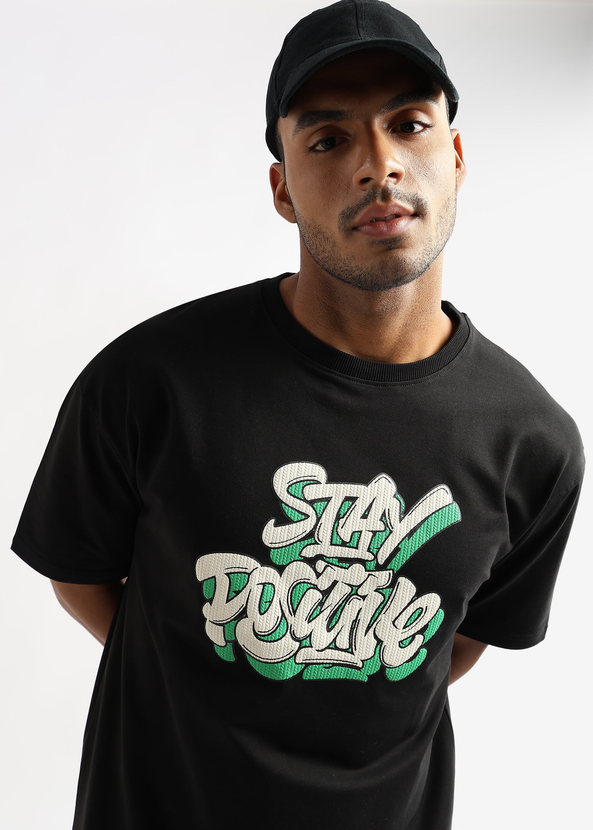 Phantom Black Stay Positive Graphic Oversized
