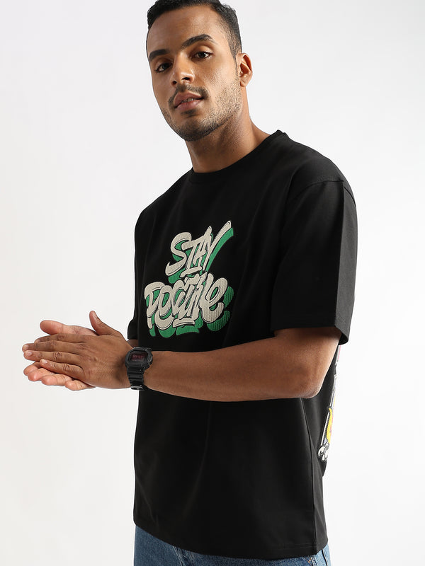 Phantom Black Stay Positive Graphic Oversized